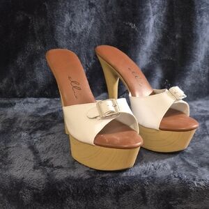 Ellie Cream and Brown Platform Heels